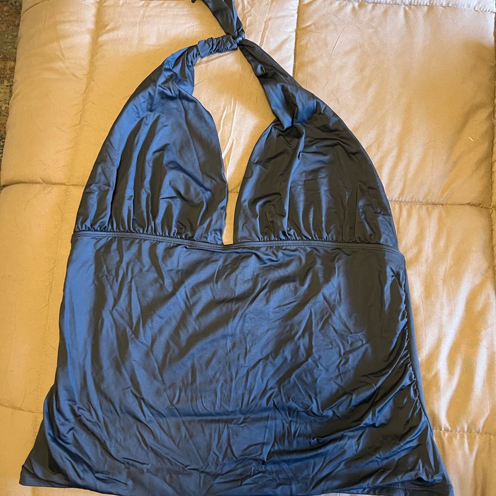 Dark Gray Tie Halter Top Tankini Swim Top Size XXL